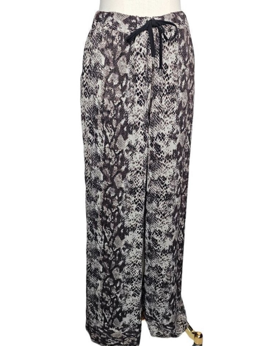 NEW! Katherine Barclay Snake Print Tie‎ Waist Wide Leg Pants Women Large NWT